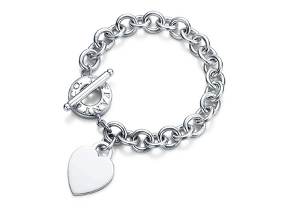 Silver Plated Toggle Heart Bracelet